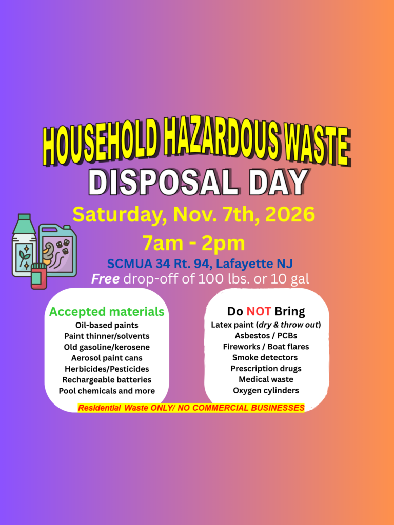 Household Hazardous Waste day is Nov. 7, 2026 from 7am to 2pm